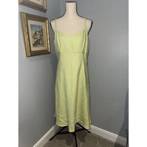 NWT Ann Taylor Loft Green Linen Midi Dress Size 12